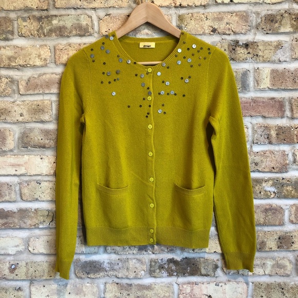 chartreuse cardigan sweater